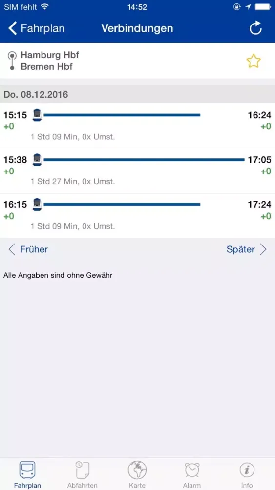 Tangkapan layar metronom FahrPlaner