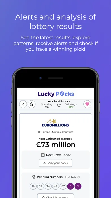 Captures d'écran de Lucky Picks - Lottery Advisor