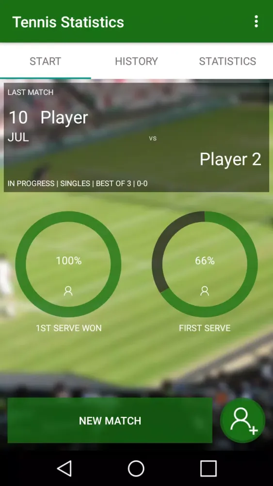 Tangkapan skrin Tennis Statistics