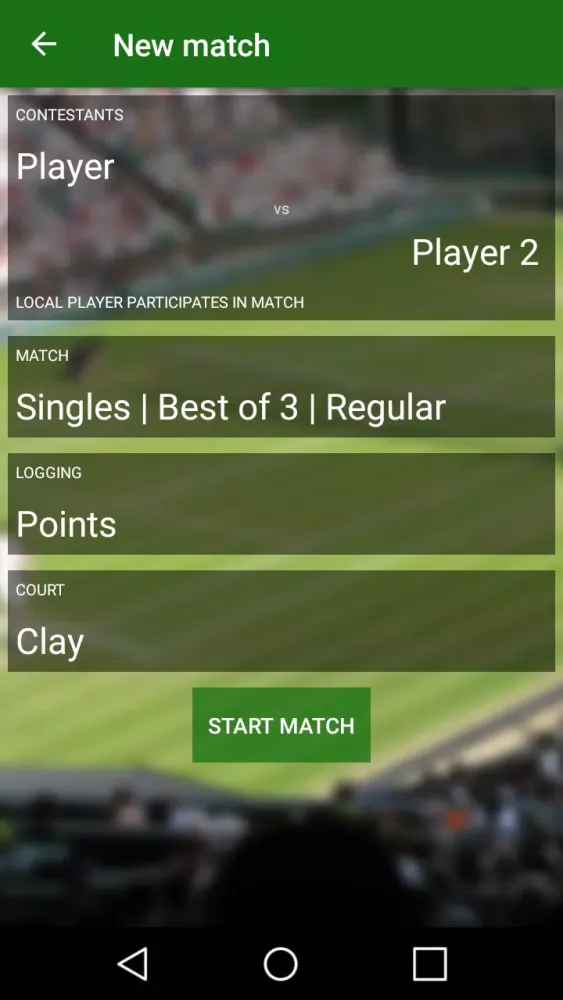 Tangkapan skrin Tennis Statistics