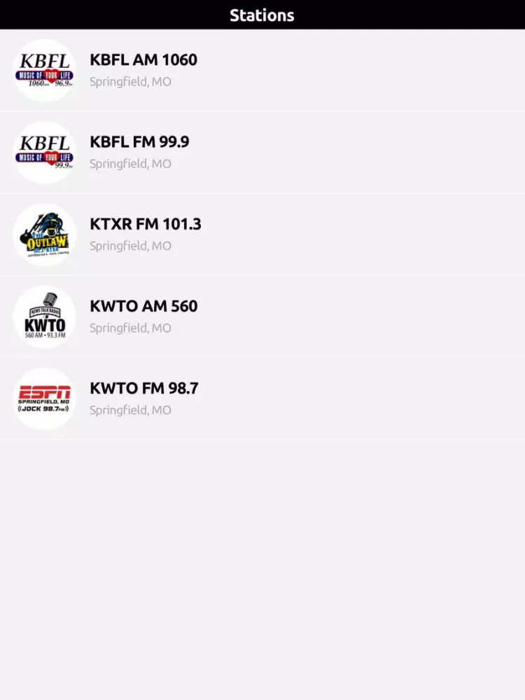 Radio Springfield iPad  Screenshots