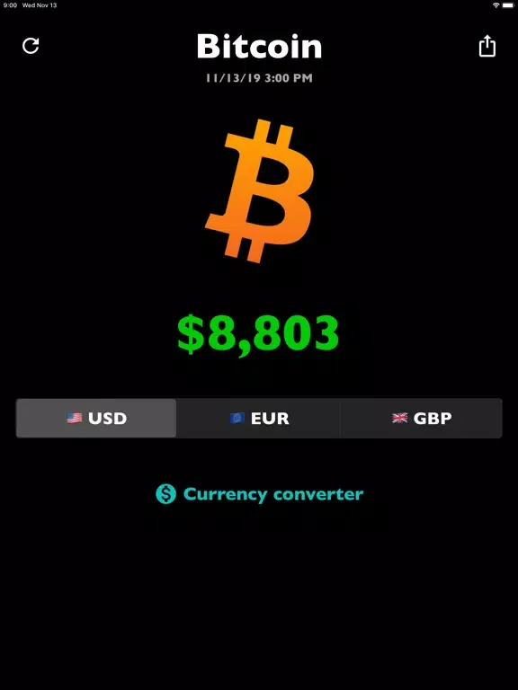 ภาพหน้าจอของ Bitcoin price BTC rate live iPad 