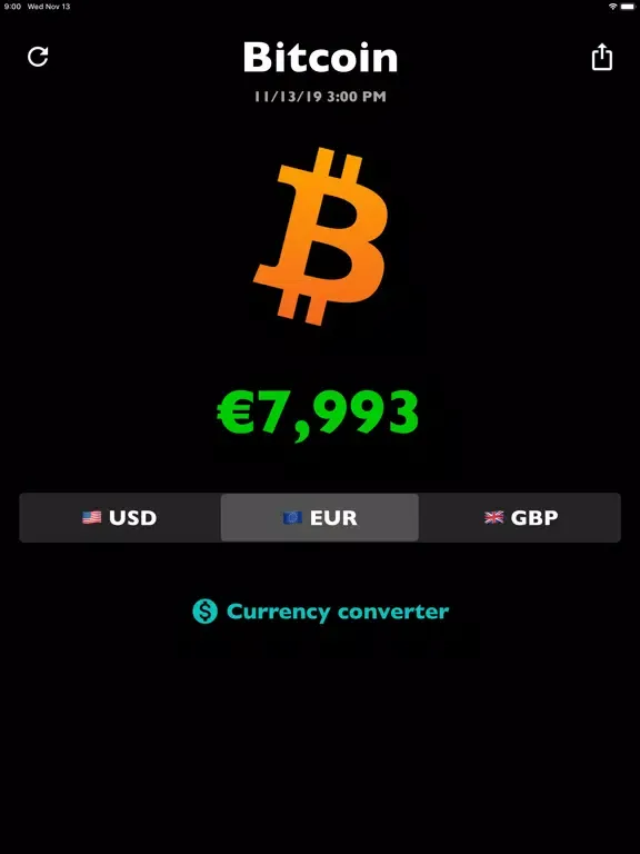 ภาพหน้าจอของ Bitcoin price BTC rate live iPad 