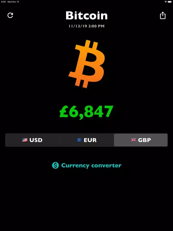 ภาพหน้าจอของ Bitcoin price BTC rate live iPad 