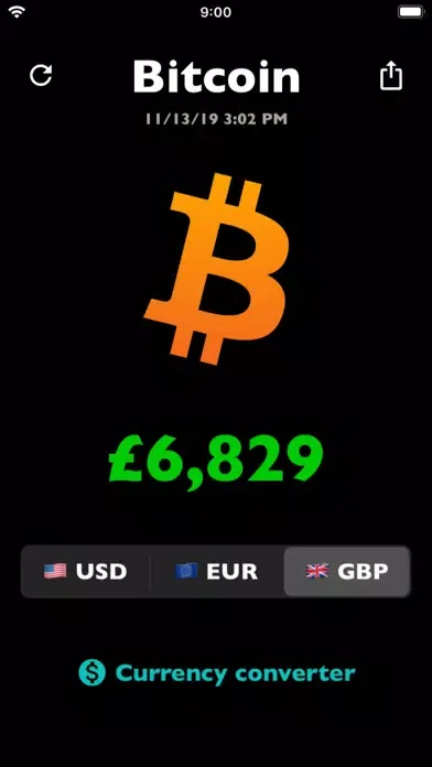 ภาพหน้าจอของ Bitcoin price BTC rate live
