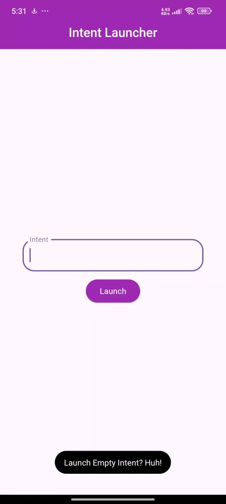 Tangkapan skrin Intent Launcher
