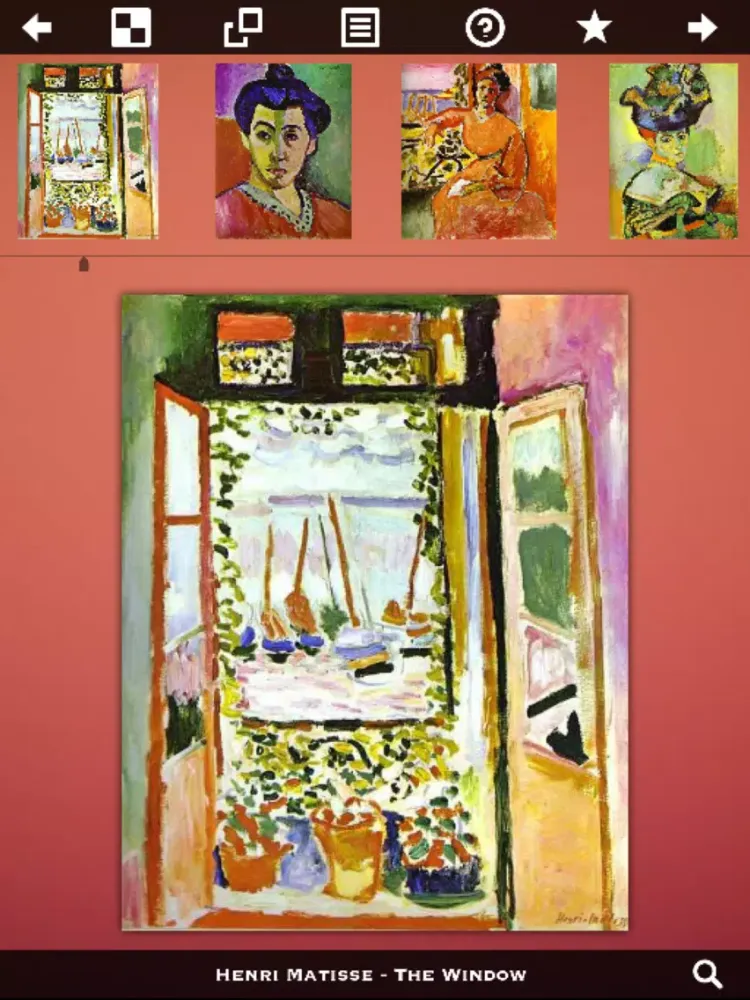 Capturas de tela do Matisse Artworks iPad 
