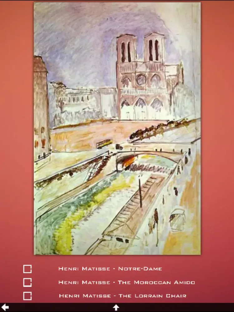 Capturas de tela do Matisse Artworks iPad 