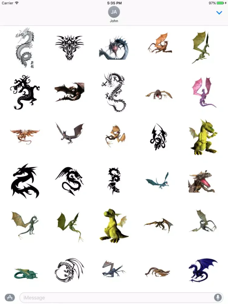 Tangkapan layar Dragon Sticker Pack iPad 