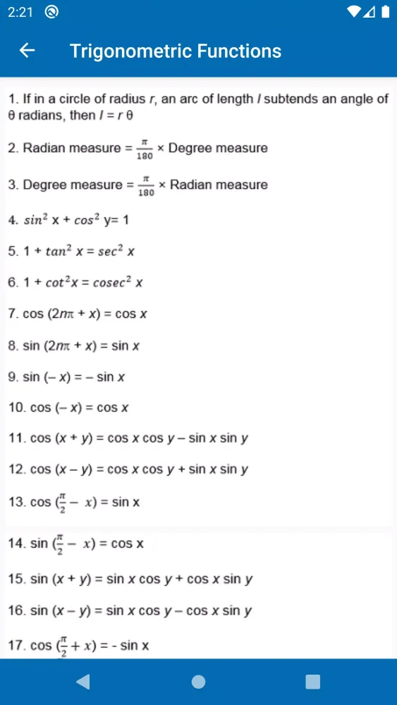 Math Formulas - Class 6 to 12 Screenshots