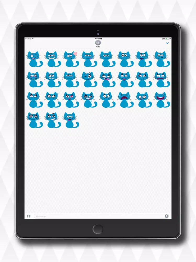 Animated Blue Cat Stickers for Messaging iPad 應用截圖