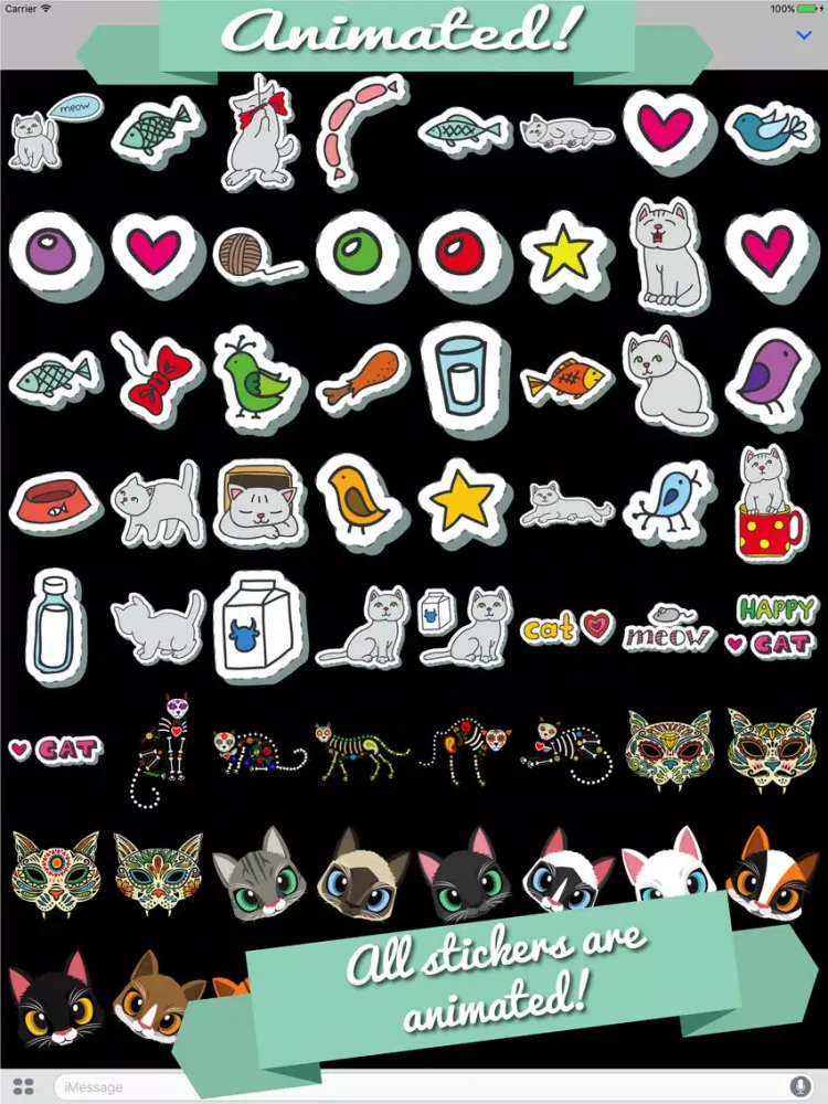 Скриншоты Animated Cat Lovers Sticker Pack iPad 