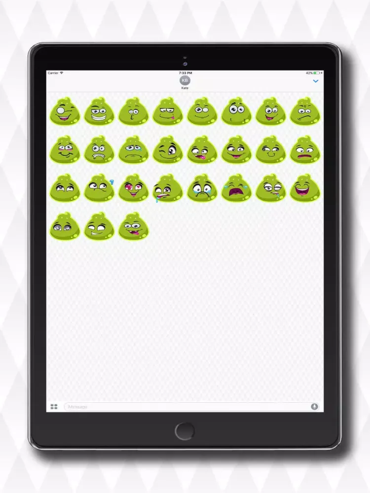 ภาพหน้าจอของ Green Jelly Cute Sticker Pack for Messaging iPad 