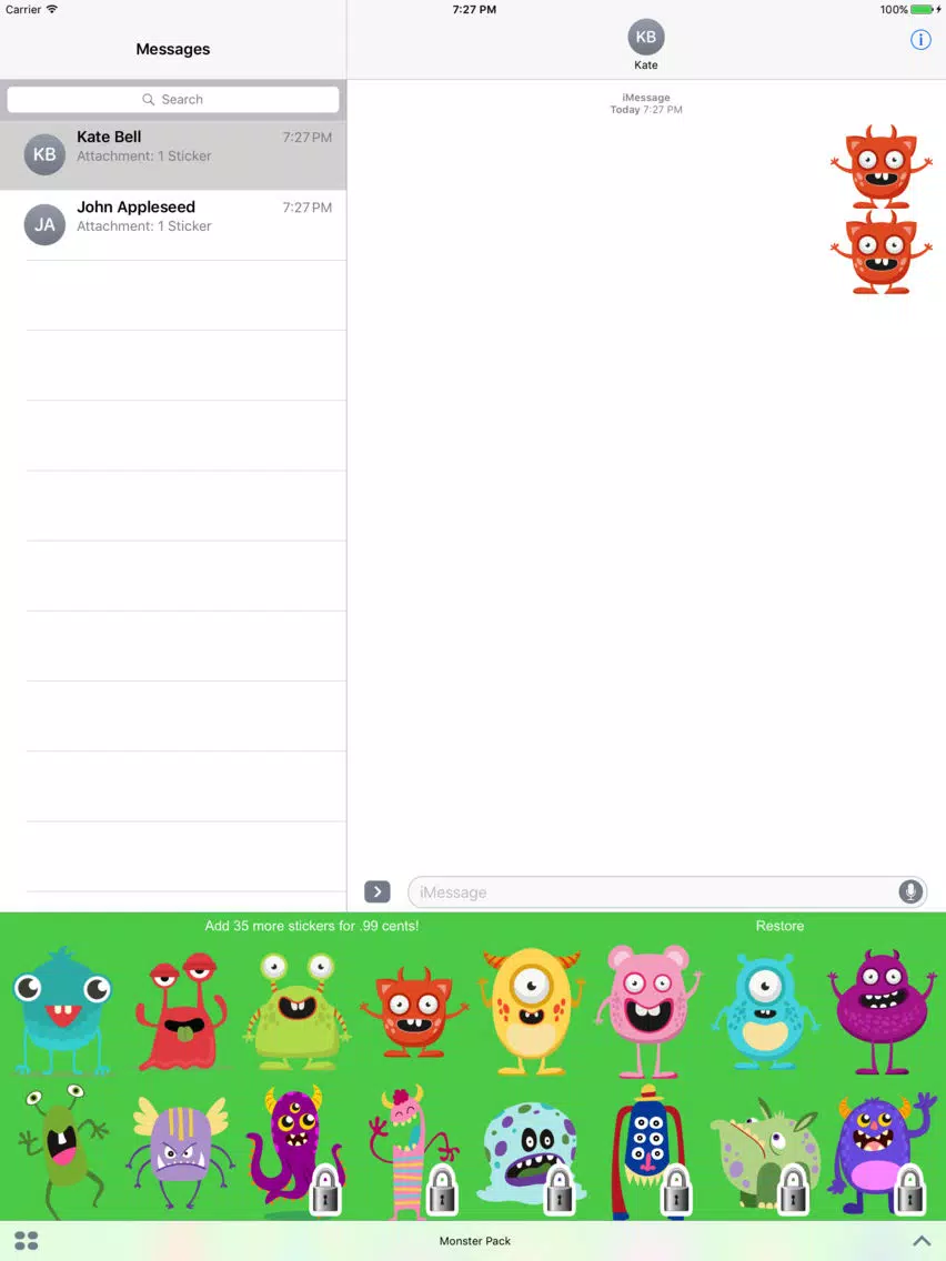 Monsters Sticker Pack iPad  Ekran Görüntüleri
