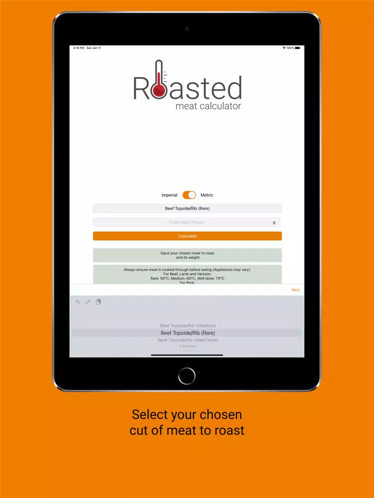 صور Roasted Meat Calculator iPad 