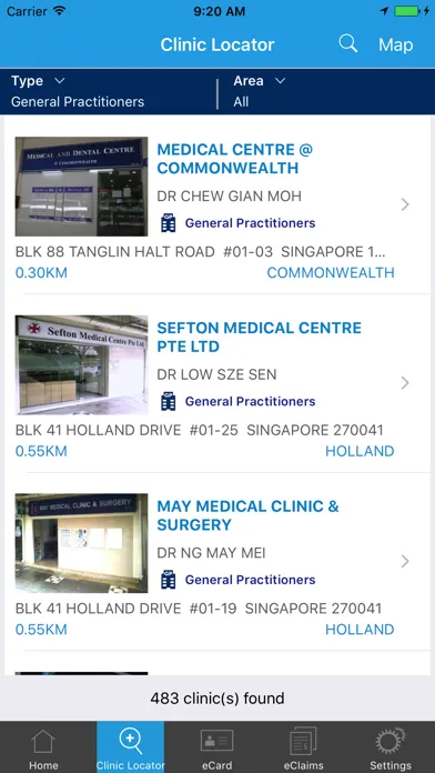 ภาพหน้าจอของ MHC Clinic Network Locator