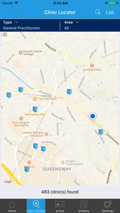 ภาพหน้าจอของ MHC Clinic Network Locator