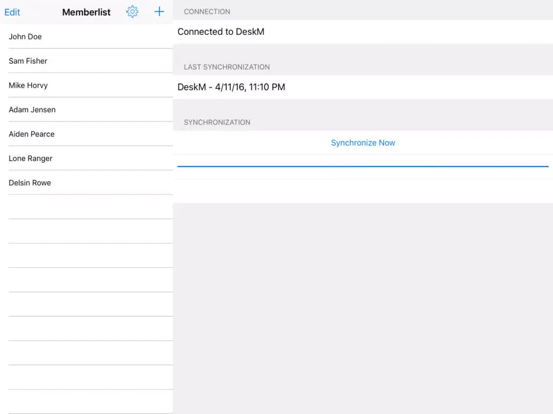 Capturas de tela do Member Administration iPad 