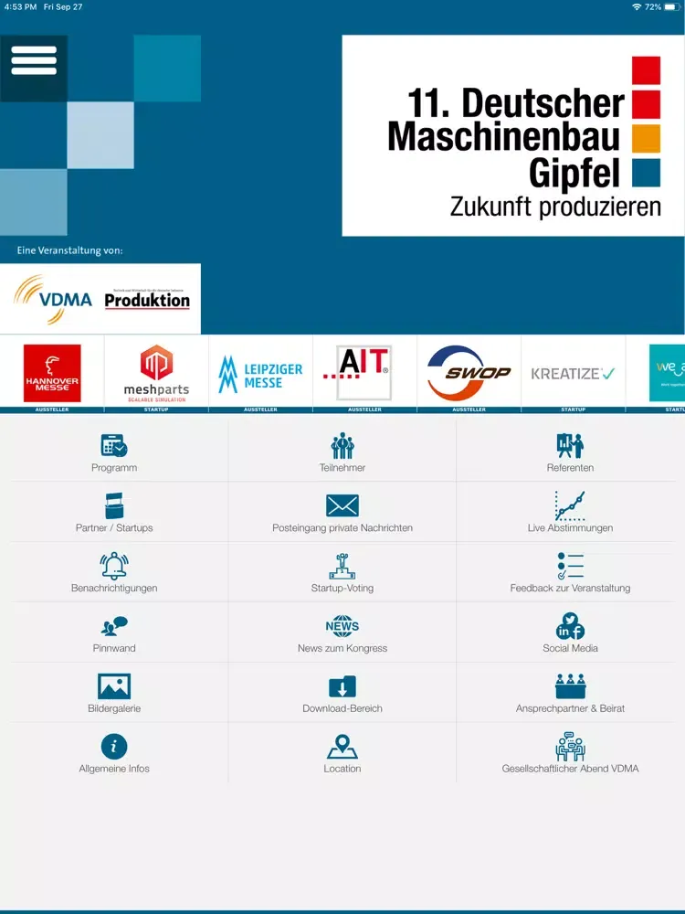 Tangkapan skrin Deutscher Maschinenbau-Gipfel iPad 