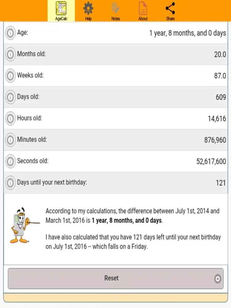 AgeCalc2a birthday anniversary calculator iPad  Screenshots