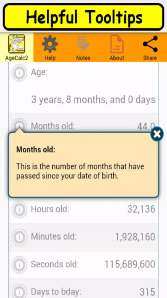 AgeCalc2a birthday anniversary calculator Screenshots