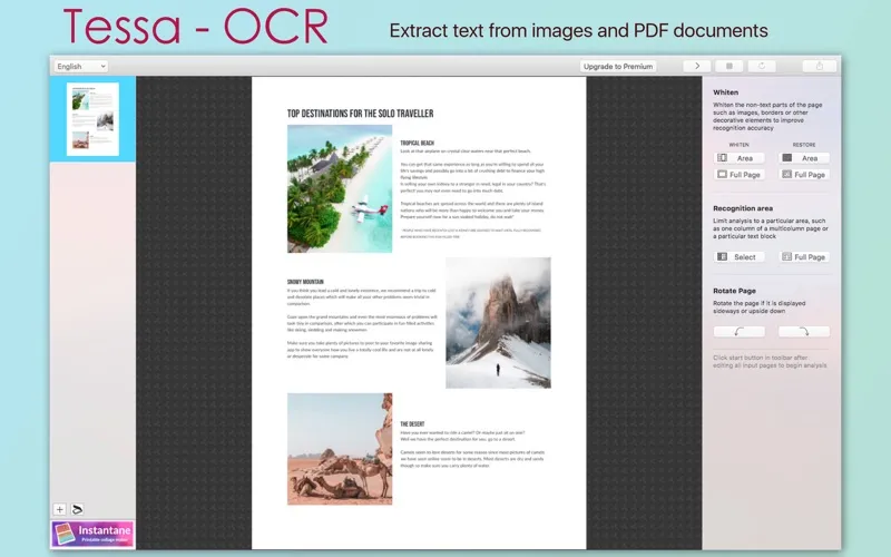 Ảnh chụp màn hình của OCR from image or pdf - Tessa