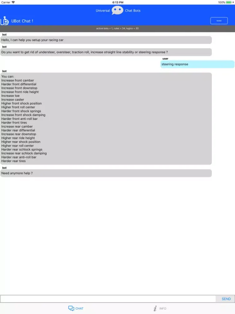 RaceCar Tuning Bot iPad 应用截图