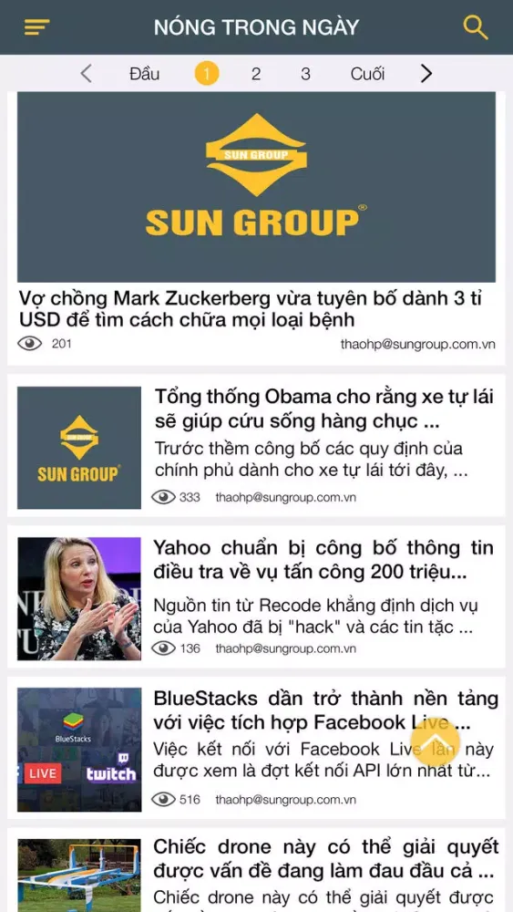 Tangkapan skrin Sun Group News