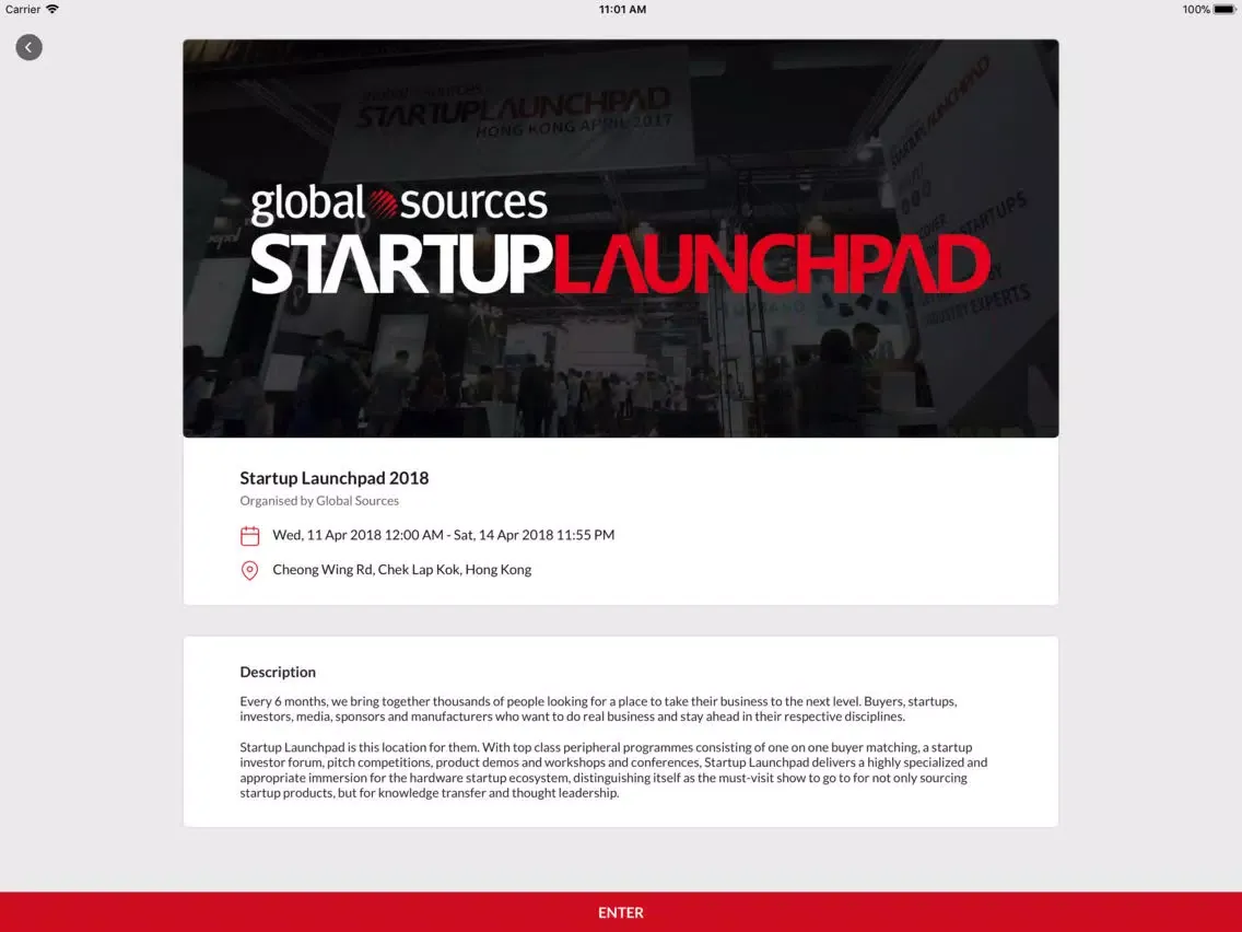 ภาพหน้าจอของ Startup Launchpad 2018 iPad 