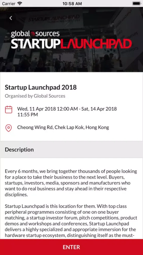 ภาพหน้าจอของ Startup Launchpad 2018