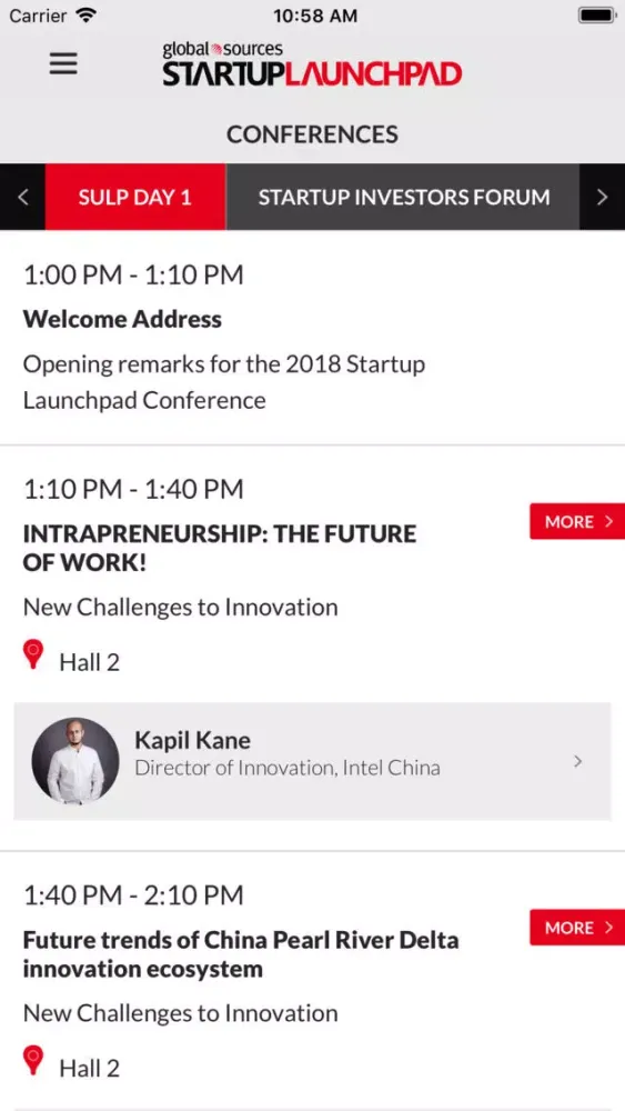 ภาพหน้าจอของ Startup Launchpad 2018