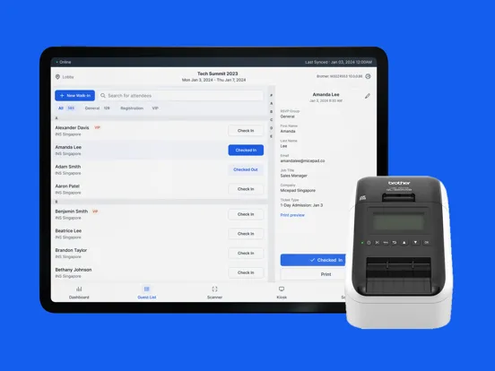 Tangkapan layar Micepad Check-in iPad 
