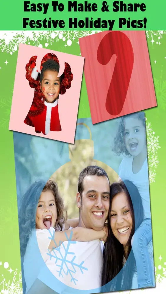 Christmas Frames - Snap Holiday Pics & Frame Photos With Santa, Snowflake, Reindeer, Snowman & More Festive Shapes! Free应用截图