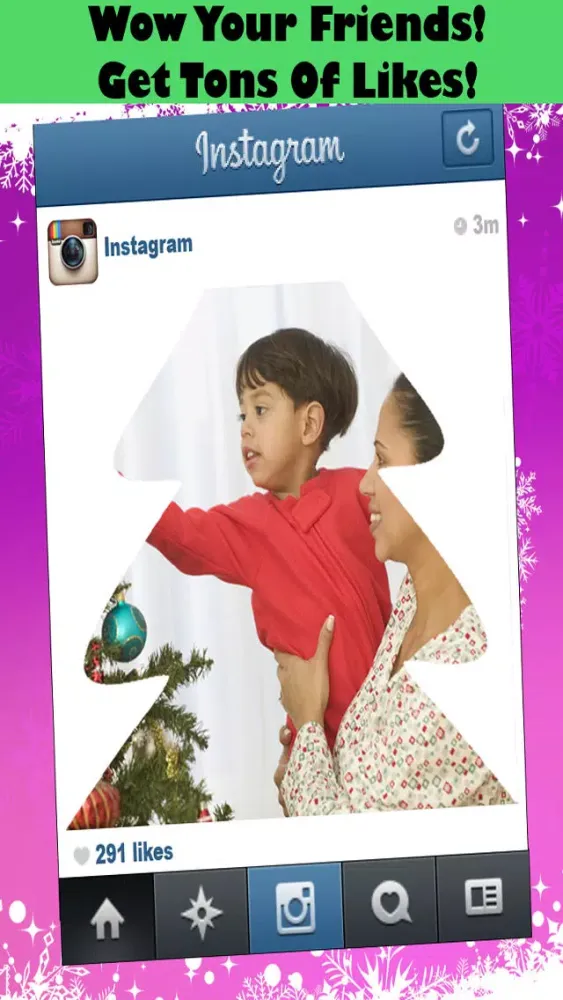 Christmas Frames - Snap Holiday Pics & Frame Photos With Santa, Snowflake, Reindeer, Snowman & More Festive Shapes! Free应用截图