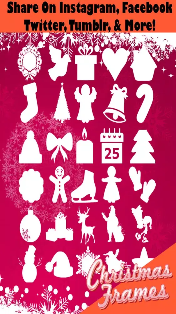 Christmas Frames - Snap Holiday Pics & Frame Photos With Santa, Snowflake, Reindeer, Snowman & More Festive Shapes! Free应用截图