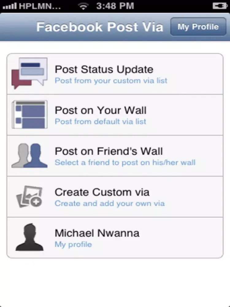 Custom Via - Post on Facebook via Anything iPad  سکرین شاٹس