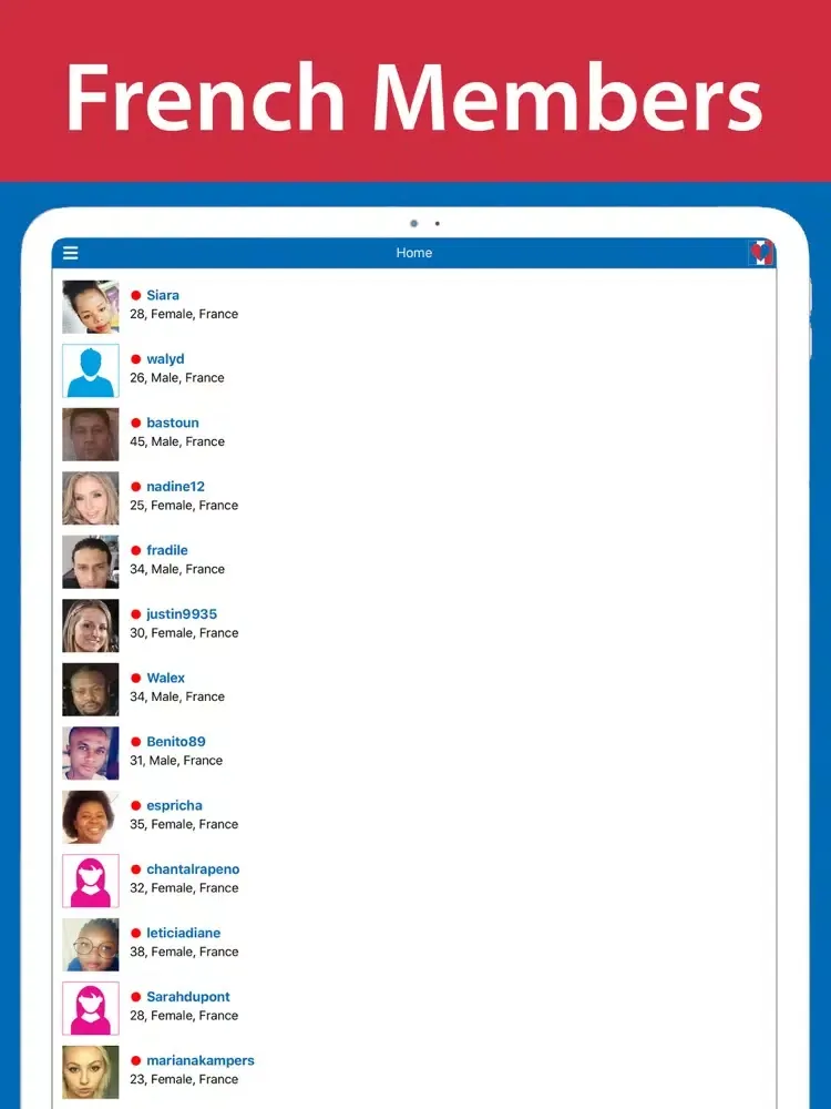 Ảnh chụp màn hình của Chat In France - French Dating iPad 