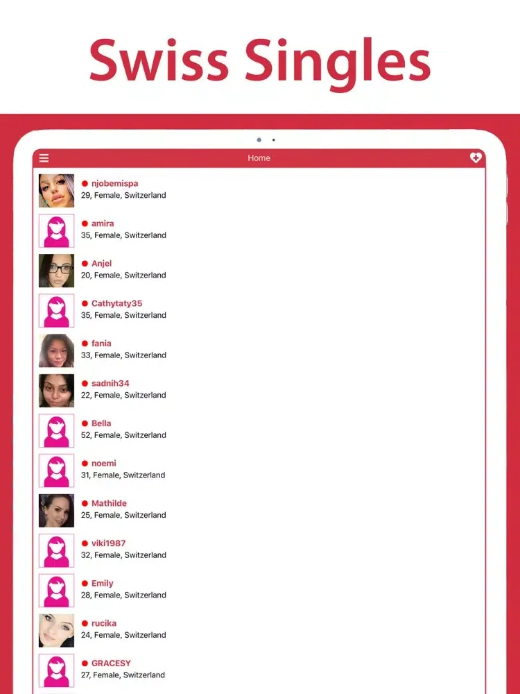 Tangkapan skrin Swiss Loving Switzerland Chat iPad 