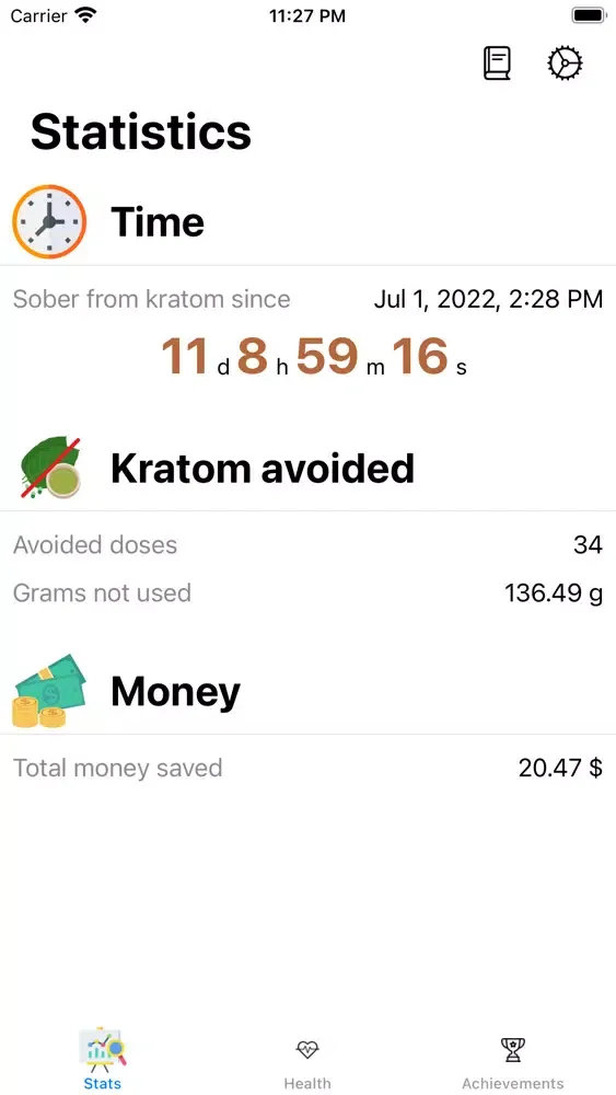Capturas de tela do Quit Kratom