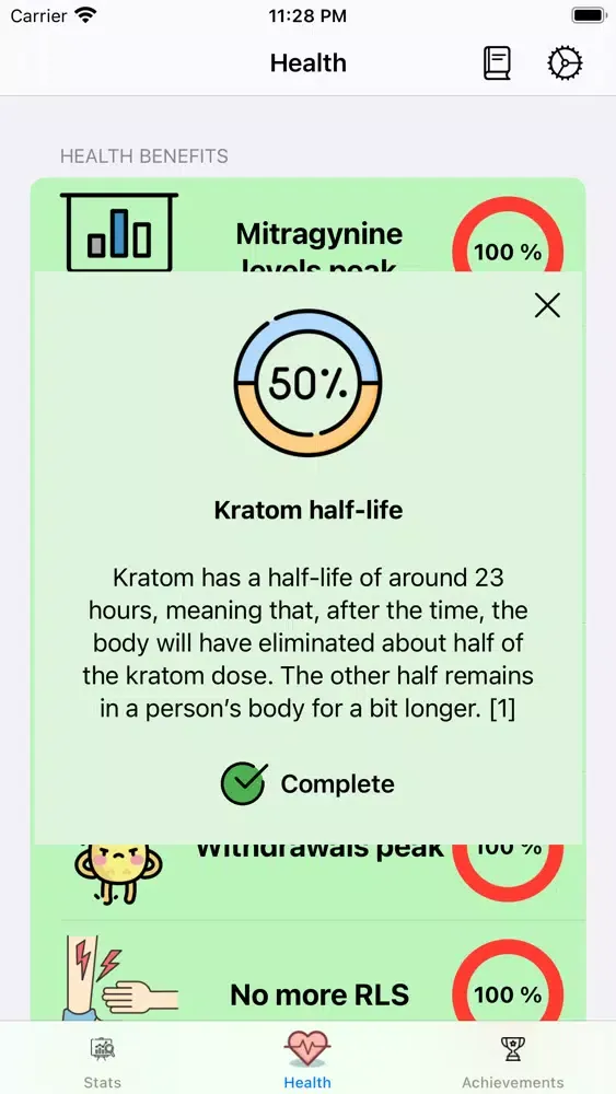 Capturas de tela do Quit Kratom