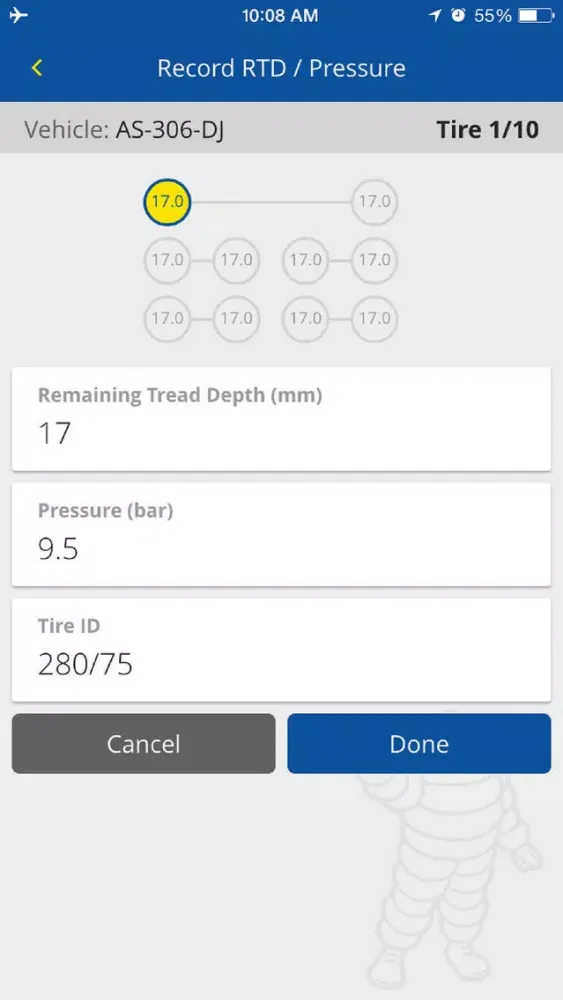 Ảnh chụp màn hình của TireLog