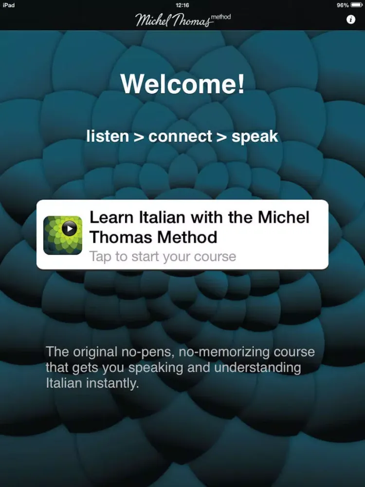 Tangkapan layar Michel Thomas: Italian iPad 