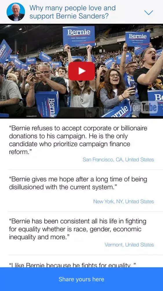 Capturas de tela do Meet Bernie