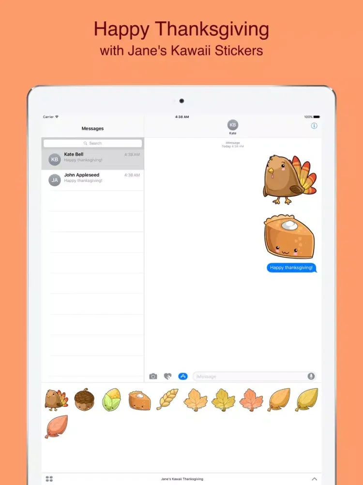 Capturas de pantalla de CreativeStickrs - Jane's Kawaii Thanksgiving iPad 