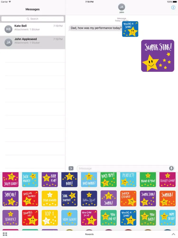 Reward Stickers for iMessage - Good Job, Great Job iPad  Screenshots