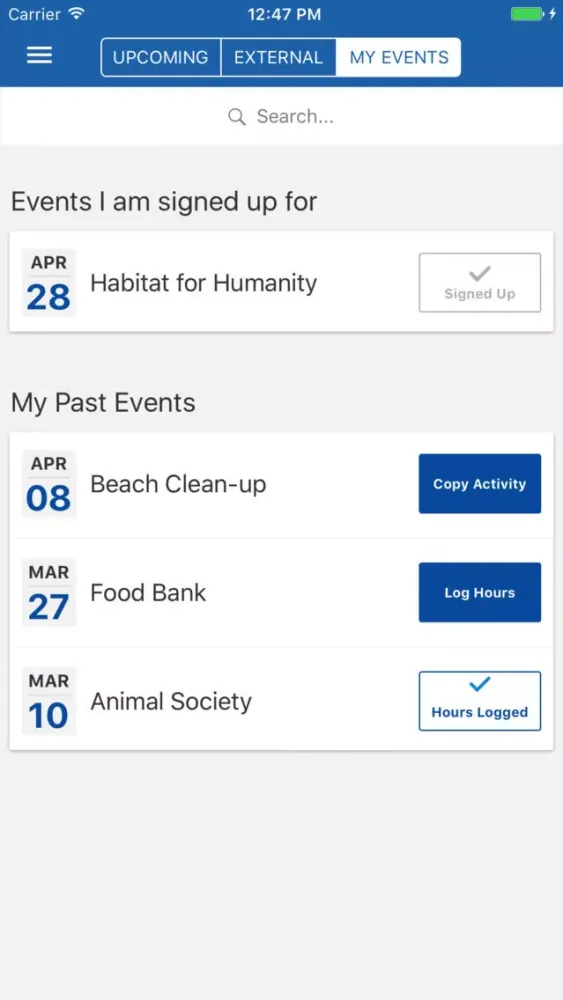 Ảnh chụp màn hình của VolunteerMe