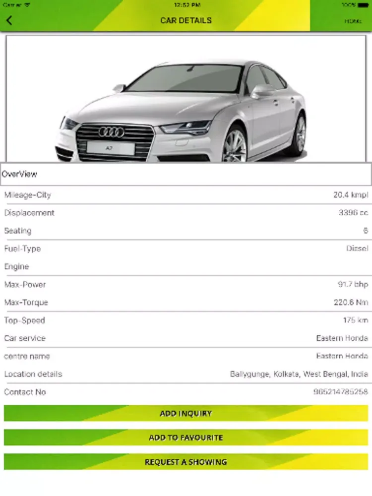 Car Dealership Application iPad  Screenshots