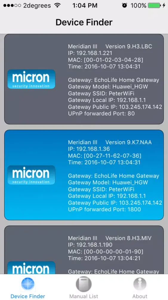 Micron Device Finder II سکرین شاٹس