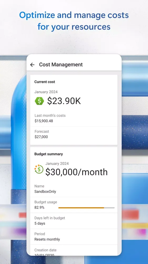 Capturas de tela do Microsoft Azure