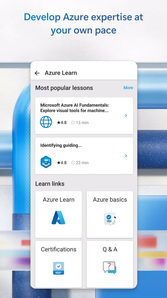 Capturas de tela do Microsoft Azure